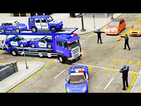 US Police Car Transporter Plane: Truck Sim Games - New Transporter Games - Android Gameplays