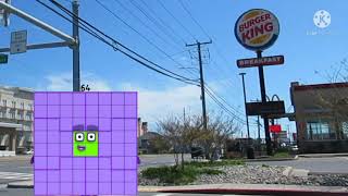 Numberblock 64 Walks to Burger king