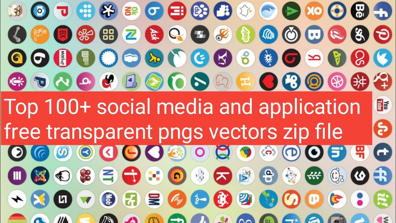 Top 100 social media vector design images, social media icon set,mobile apps pngs,social icons