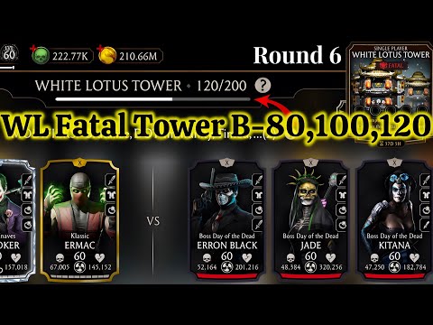 Fatal White Lotus Tower Boss Battle 120 & 80, 100 Fight+(A-Diamond Character) Reward MK Mobile 2024