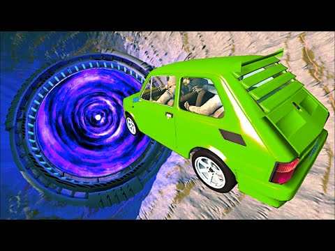 BeamNG.drive - Car Jumps & Falls into Giant Portal