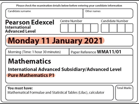 Edexcel IAL Maths - P1 - January 2021