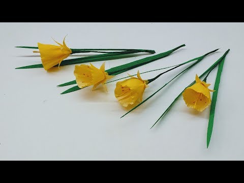 How to make Crepe paper flowers Petticoat Daffodil / Narcissus Bulbocodium (flower # 232)