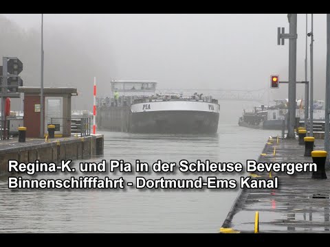Regina K und Pia in der Schleuse Bevergern - Binnenschifffahrt - Dortmund-Ems Kanal