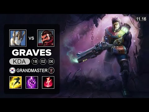 Graves Mid vs Galio - KR Grandmaster Patch 11.16