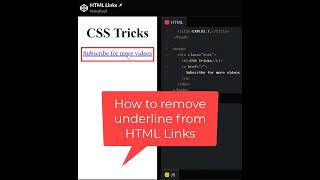 Remove underline from HTML Links #shorts #css