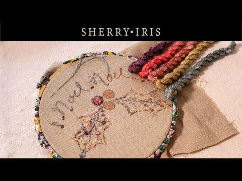 Embroidering a Festive Holly Leaf Pattern