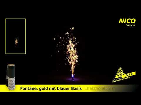 30 Sekunden Goldfontäne mit blauer Basis - 3 Meter