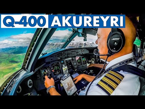 Piloting the Q-400 into Akureyri Iceland