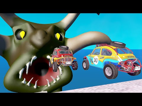 Dangerous Cars Jumping Into the Abyss With Giant Demon - BeamNG Drive | Foolish Driver