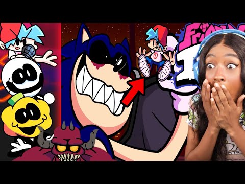 SONIC.EXE IS EATING EVERYONE!! AND LETS SPOOKY DANCE A MONSTER AWAY!! | Reacting to FNF Animations