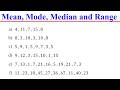 Mean Median Mode Range Statistics