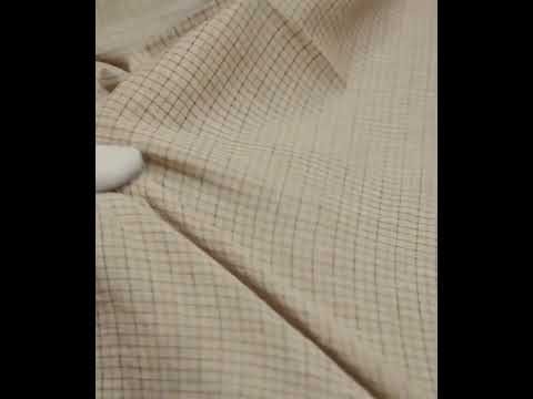 Check Cream Brown Pure Cotton 90 GSM Handwoven Fabric — video