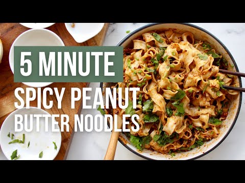 5 Minute Spicy Peanut Butter Noodles Recipe (Vegan) | How to Cook at Home