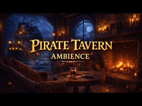 Pirate Tavern Music 🏴‍☠️ Cozy ASMR Fireplace & Deep Sleep Story | 8 Hours