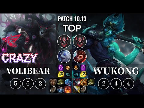 RW Crazy Volibear vs Wukong Top - KR Patch 10.13