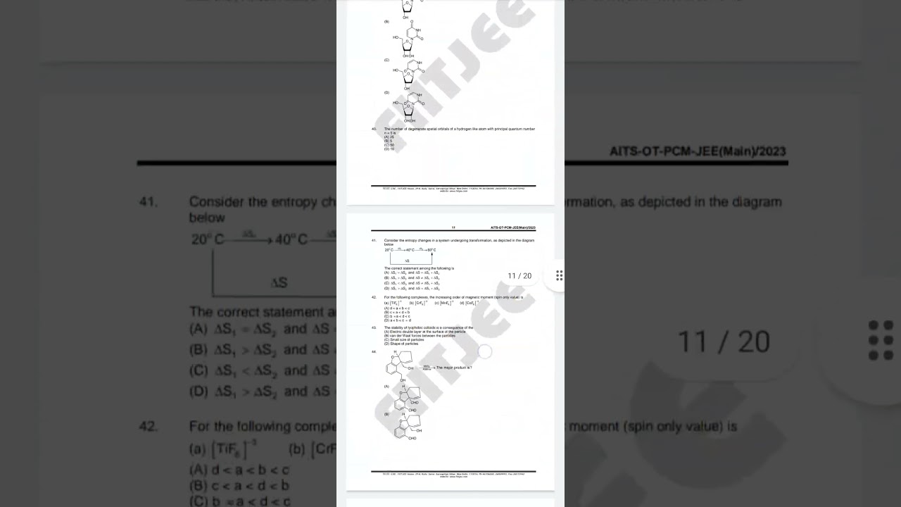 Mock test 4 pdf FIITJEE #new #jeemains #admitcard #confirmed #questions #iitjee #wearefiitjeeains