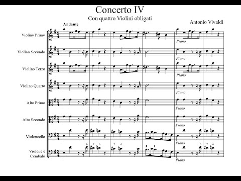 Antonio Vivaldi - Concerto for 4 Violins in E minor RV 550 (Sheet Music Score)