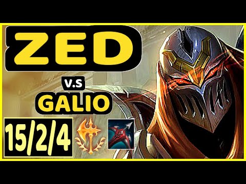 XIOH (ZED) vs GALIO - PENTAKILL 15/2/4 KDA MID GAMEPLAY - EUW Ranked GRANDMASTER