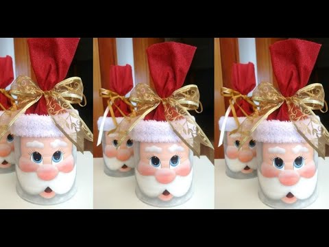 DIY Santa Claus Tin Can Crafts Recycling