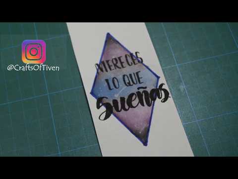 Cómo Hacer Marcapaginas (Diamante galáctico en #acuarela) con #Lettering | Crafts Of Tiven