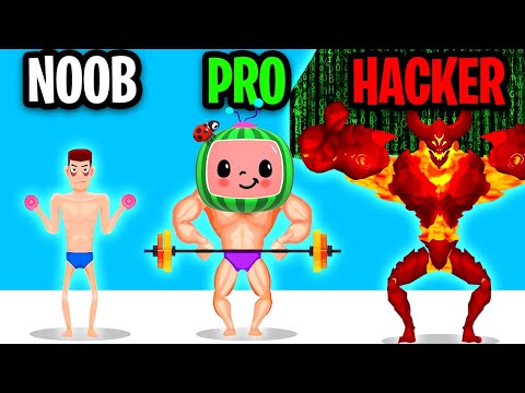 NOOB vs PRO vs HACKER In TOUGH MAN APP! (MAX LEVEL SECRET SKIN!)