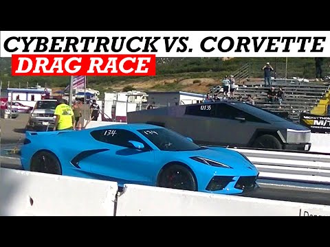New Tesla Cybertruck vs. C8 Corvette Z51 Drag Race