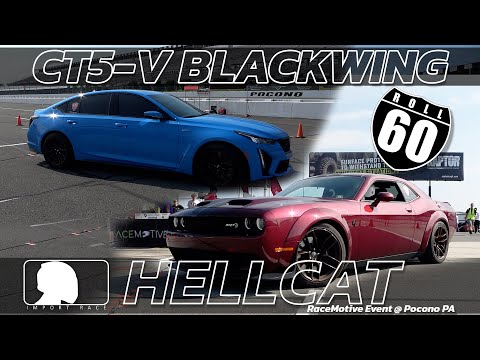 Cadillac CT5-V Blackwing vs Dodge Hellcat 60roll start drag race