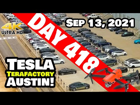 Tesla Gigafactory Austin 4K  Day 418 - 9/13/21 - Tesla Terafactory TX -GIGA TEXAS EMPLOYEES DAY ONE!