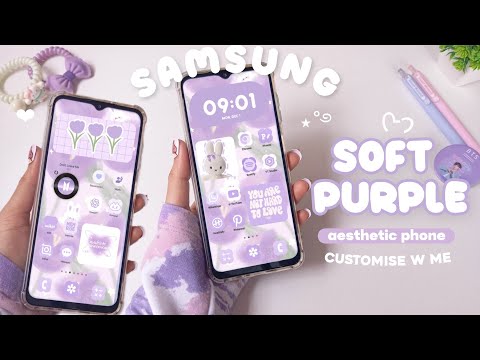 Aesthetic Purple Cute Theme | Samsung + Android Customisation | customised my phone w me