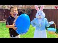 EASTER BUNNY CAUGHT ON CAMERA Caleb Mommy LOOK For EASTER EGGS SURPRISE TOYS In Backyard