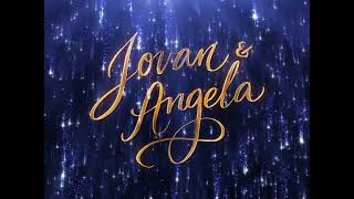 Jovan & Angela Wedding Backdrop | Gold Script on Sparkling Blue LED Animation