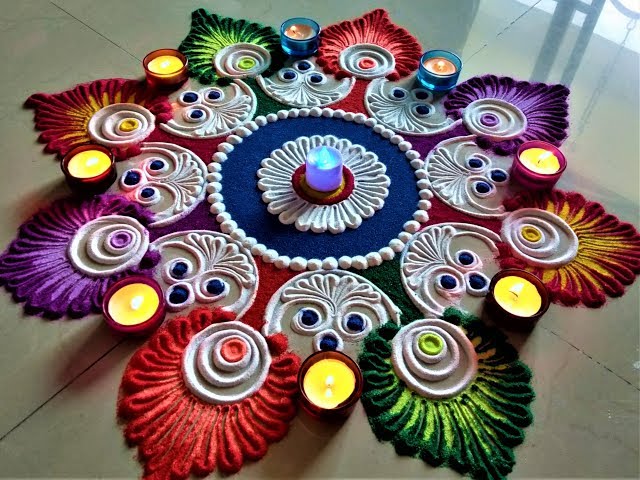 Big rangoli design for navaratri by shital mahajan