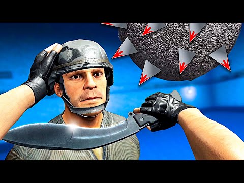 Dropping GIANT DEATH BALLS on tiny ragdolls in VR...  (Hard Bullet VR)