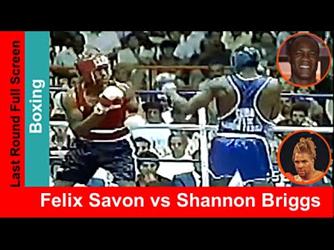 Felix Savon (Cuba) vs Shannon Briggs (USA, red shirt) Widescreen Full Knockout Match Panamerican