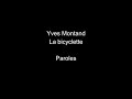 Yves Montand-La bicyclette-paroles