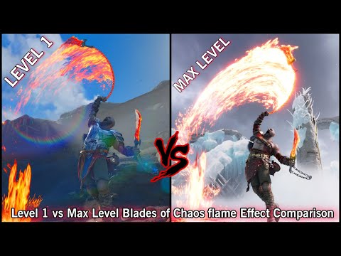 LEVEL 1 VS MAX LEVEL BLADES OF CHAOS FLAME EFFECT COMPARISON | GOD OF WAR RAGNAROK