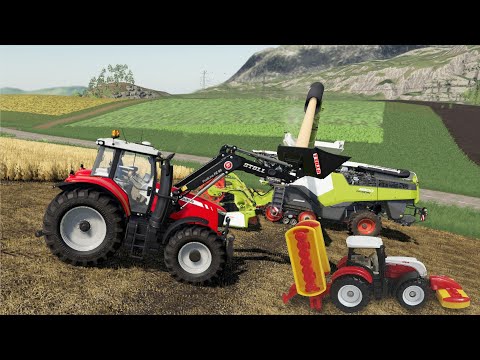 STEYR Mini Tractor and Massey Ferguson with front Loader | Loading grass & grain with Tractor Bucket