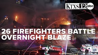 Drone footage of large fire in downtown San Angelo