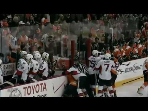 Daniel Alfredsson Crosschecking major on Zac Rinaldo . Dual Feed .  March 2 2013