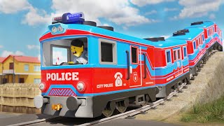 Download lagu Lego thief tries to crash the TRAINS - Lego City Cartoon - Choo choo train kids videos mp3