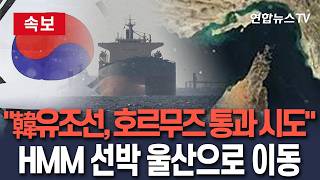 [????속보] "한국 유조선, 호르무즈 통과" 조현 외교부 장관 발언…HMM 유니버설 위너호, 울산 향해 이동/ 연합뉴스TV(YonhapnewsTV)