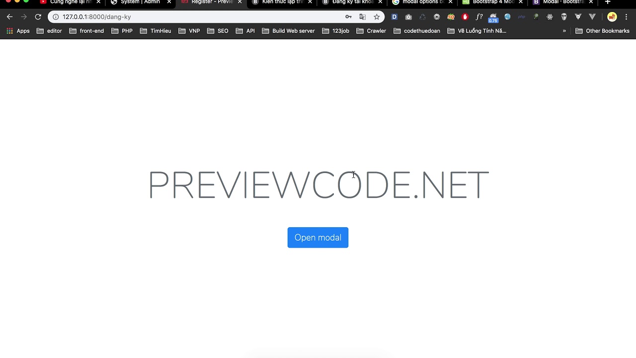 Đăng ký tài khoản sử dụng modal và ajax , bootstrap 4 laravel