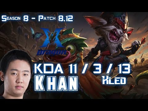 KZ Khan KLED vs AATROX Top - Patch 8.12 KR Ranked