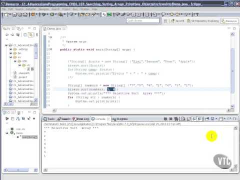Vtc Player Advanced Java Programming Java Se 7 Searching Sorting Arrays Primitives Objects