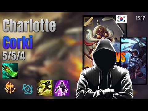 Charlotte Mid Corki vs Talon lol KR solo rank Full Game 15.17 | charlotte 코르키 vs 탈론
