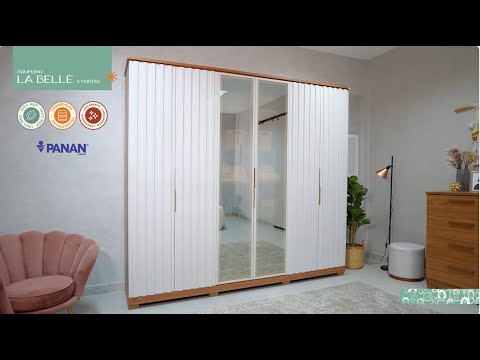 Video thumbnail of Guarda Roupa Casal Ripado com Pés 6 Portas 100 MDF La Belle Panan Móveis