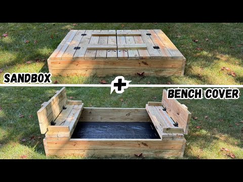 How to Build a Sandbox with Folding Bench Seat Cover | DIY