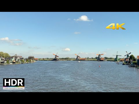 4K HDR Amsterdam - Zaanse Schans Windmills Walking Tour