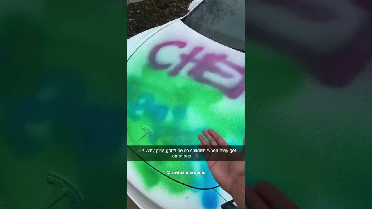 Watch video Angry Girl Spray Painted My Tesla!!😭 #shorts Now Angry Girl Spray Painted My Tesla!!😭 #shorts